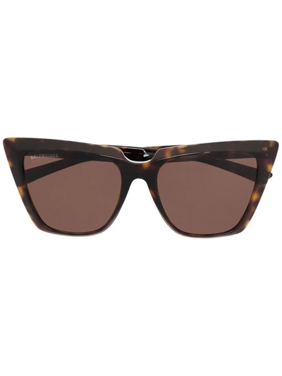 Balenciaga Tortoiseshell Cat-eye Frame Sunglasses In Brown