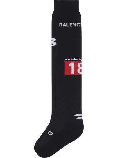 Balenciaga Intarsia-knit Logo Socks In Black