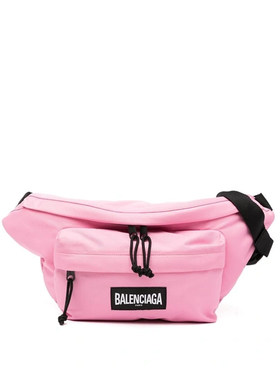 Balenciaga Oversized Logo Belt Bag In Pink