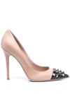 Valentino Studded Pointed Pumps In Pink