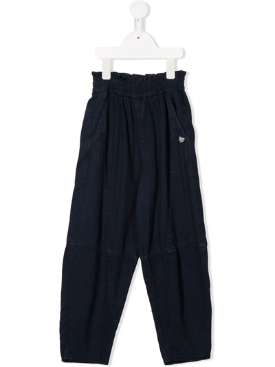 Monnalisa Kids' Paperbag Waist Trousers In Blue