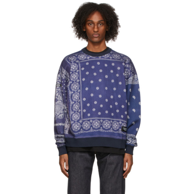 Neighborhood Patchwork Bandana-print Sweatshirt In Blau