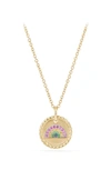 David Yurman Cable Collectibles Rainbow Necklace With Pink Sapphire, Yellow Sapphire & Tsavorite In 18k Gold In Gold/ Pink Sapphire