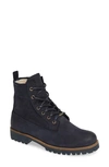 Blackstone Ol22 Lace-up Boot With Genuine Shearling Lining In Dark Denim Leather