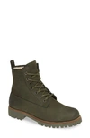 Blackstone Ol22 Lace-up Boot With Genuine Shearling Lining In Dark Green Leather