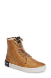 Blackstone Ql41 High Top Sneaker With Genuine Shearling Lining In Rust Leather