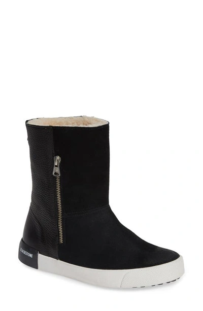 Blackstone Ql40 Genuine Shearling Lined Boot In Black Leather