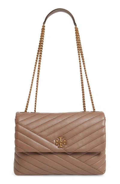 Tory Burch Kira Chevron Leather Crossbody Bag In Classic Taupe