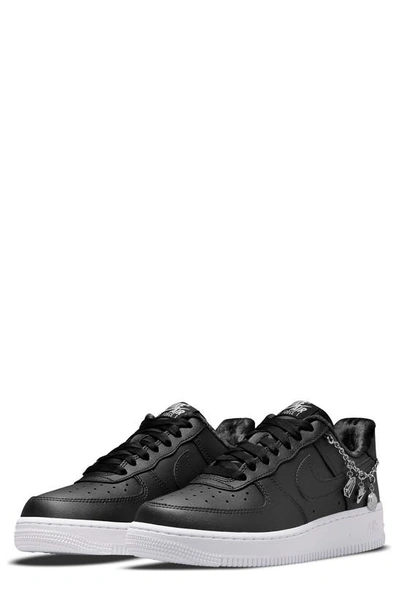 Nike Air Force 1 '07 Lx Trainer In Black/ Black/ Metallic Silver