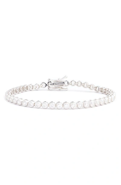 Shymi Classic Bezel Tennis Bracelet In Silver/ White