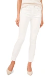 Cece Faux Pearl Detail Skinny Jeans In Ultra White