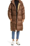 Rag & Bone Joelle Hooded Long Puffer Coat In Brown