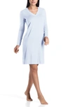 Hanro Long Sleeve Knit Nightgown In Celestrial Blue Mele