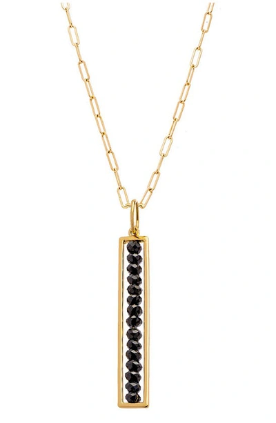 Sethi Couture Leila Black Diamond Linear Bar Pendant In Yellow