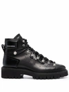 Dsquared2 Logo-print Leather Ankle Boots In Black