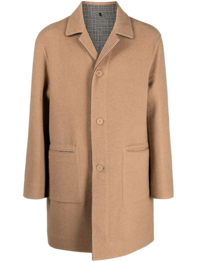 Fendi Single-breasted Virgin Wool-blend Coat In Brown