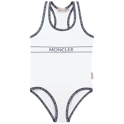 Moncler Kids' Logo-print Swim Suit In White