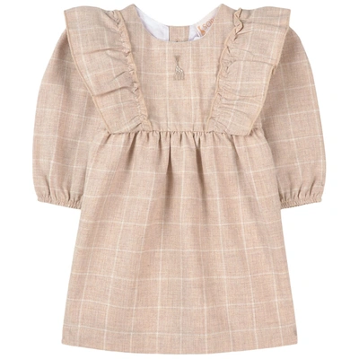 Sophie The Giraffe Dress Flanell Embroidery In Beige