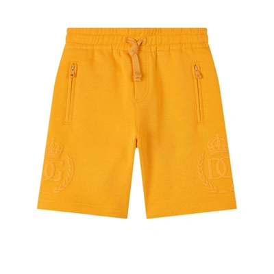 Dolce & Gabbana Teen Boys Yellow Jersey Shorts In Orange