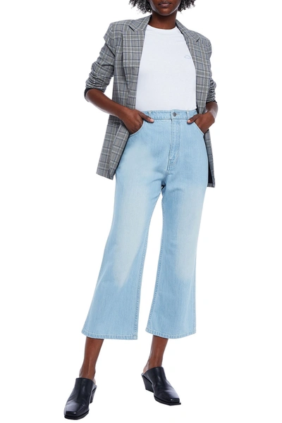 Tibi Cropped High-rise Straight-leg Trousers In Blue