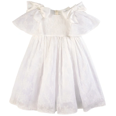 Paade Mode Kids' Lulu Flutter Sleeve Chiffon Dress White