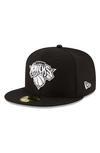 New Era New York Knicks Black White 59fifty Cap In Black