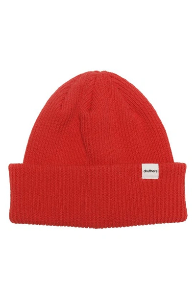 Druthers Ribbed Recycled Cotton Blend Beanie In Red