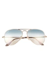 Ray Ban 58mm Aviator Sunglasses In Arista/ Clear Gradient Blue