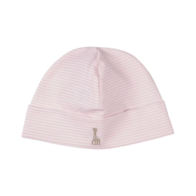 Sophie The Giraffe Babies' Cap Single Lycra Striped Embroidery Barely Pink