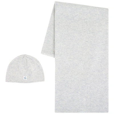 Petit Bateau Cashmere Hat And Scarf Set Gray In Grey