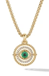 David Yurman Evil Eye Mobile Amulet In 18k Yellow Gold With Pave Emeralds And Diamonds In Emerald/ Yellow Gold
