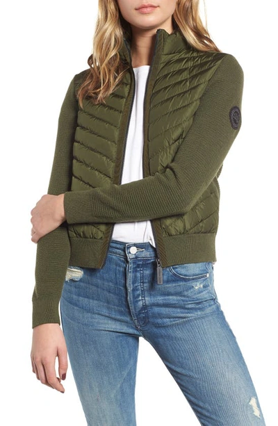 Canada Goose Hybridge Quilted & Knit Jacket In Dark Sage