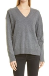 Nordstrom Signature Cashmere V-neck Sweater In Grey Dark Heather