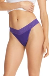Hanky Panky Dream Lace Trim Modal Low Rise Thong In Electric Purple