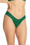 Hanky Panky Signature Lace Low Rise Thong In Green Envy