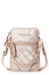 Mz Wallace Crosby Micro Quilted Crossbody Bag In Light Rose Gold Metallic/gold