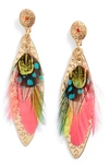 Gas Bijoux Small Sao Feather Earrings In Multi Pink