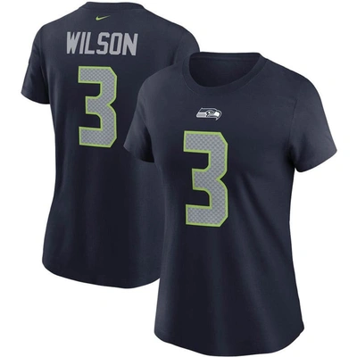 Nike Women's Russell Wilson College Navy Seattle Seahawks Name Number T-shirt