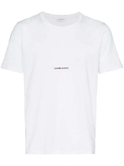 Saint Laurent White Cotton Logo T-shirt