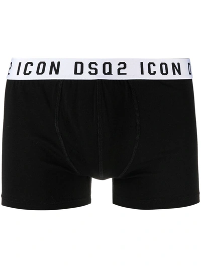 Dsquared2 Icon Logo Waistband Boxer Shorts In Black