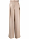 Self-portrait Womens Latte Wide-leg High-rise Woven Trousers 14 In Beige