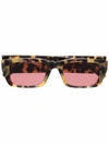 Palm Angels Tortoiseshell Rectangle-frame Sunglasses In Brown