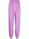 Msgm Merino-blend Knitted Track Pants In Violet