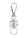 Dolce & Gabbana Silver Logo-plaque Silver-tone Keyring In Grey