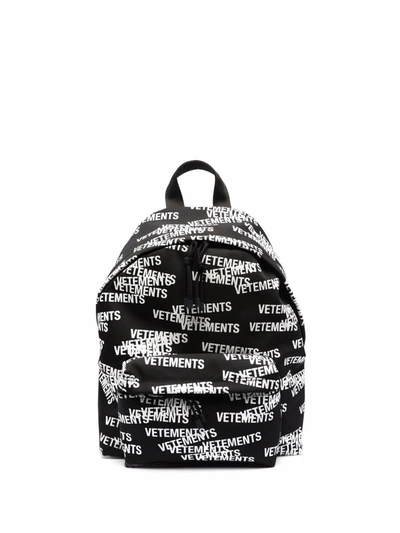 Vetements Stamped Logo Backpack In Black | ModeSens