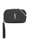 Saint Laurent Lou Mini Bag In Quilted Grain De Poudre Embossed Leather In Black
