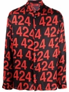424 Red Recount Long Sleeve Shirt In Black