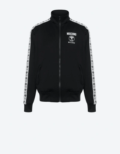 Moschino Dqm Logo Jacquard Technical Sweatshirt In Black