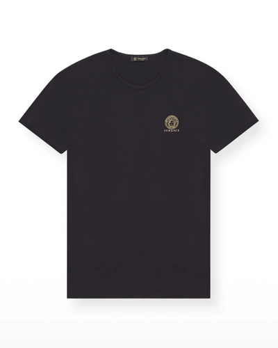 Versace Medusa Logo Crewneck T-shirt In Black