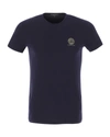 Versace Medusa Logo Crewneck T-shirt In Blue